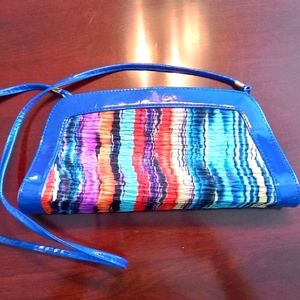 J.Renee Watercolor Fabric Convertible Clutch Handbag Purse, Snap Closure